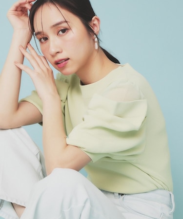 シアーレイヤードスリーブニット【洗濯機洗い可】