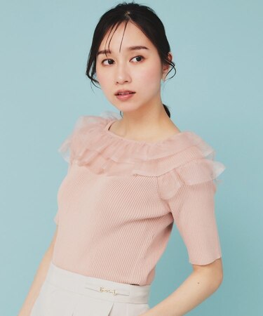 シアーラメフリルニット【洗濯機洗い可】