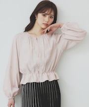 ノーカラーペプラムブルゾン【洗濯機洗い可】