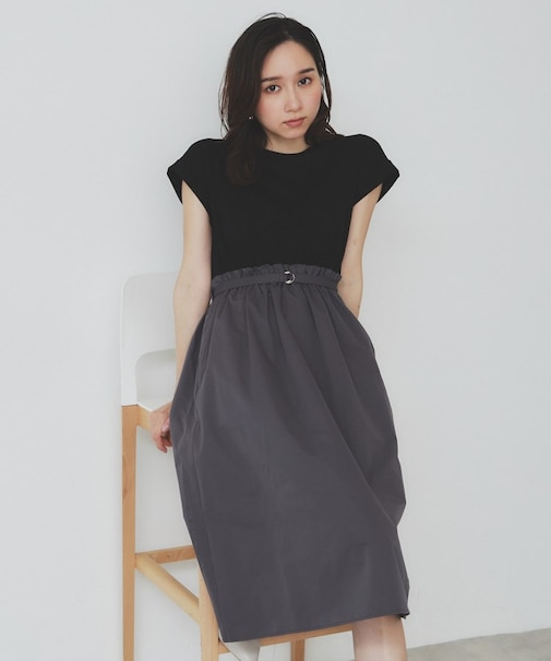 ドッキングフレアワンピース【洗濯機洗い可】