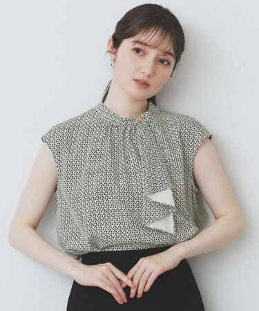 アシンメトリーボウタイブラウス【洗濯機洗い可】