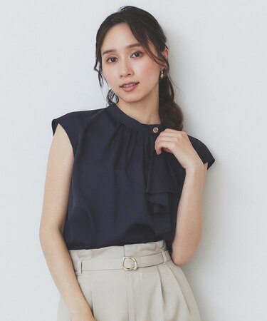 アシンメトリーボウタイブラウス【洗濯機洗い可】