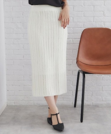 カットフリンジニットタイトスカート/セットアップ対応【洗濯機洗い可】