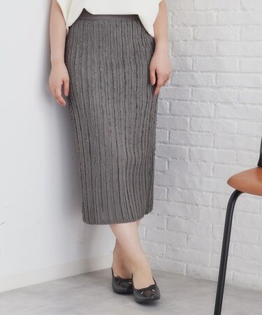 カットフリンジニットタイトスカート/セットアップ対応【洗濯機洗い可】