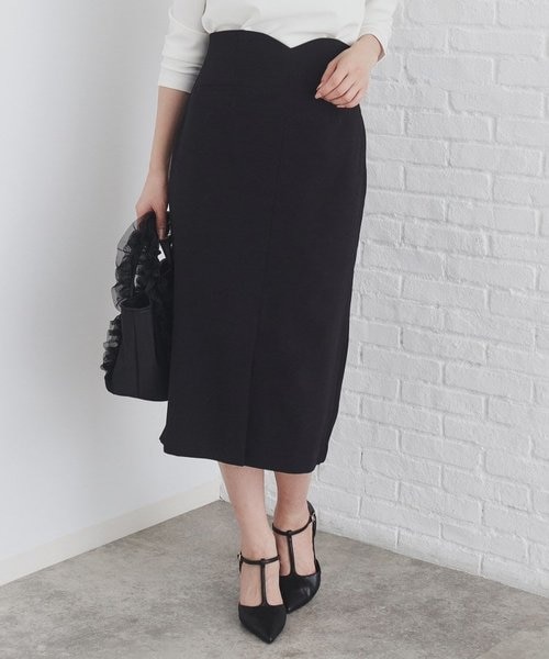 ストレッチハートウエストタイトスカート【洗濯機洗い可/防シワ