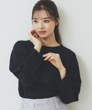 ラメリボンスリーブ二ット【洗濯機洗い可/抗ピル】