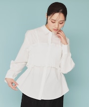 《andGIRL掲載》ビスチェレイヤードロングシャツ【洗濯機洗い可】