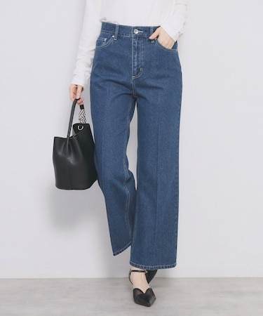 《丈が選べる》ストレートデニムパンツ【洗濯機洗い可】