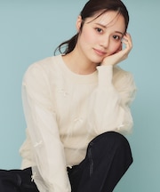 チュールレイヤードリボントップス【洗濯機洗い可】