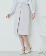 Aラインラップスカート【洗濯機洗い可/イージーアイロン/防シワ】