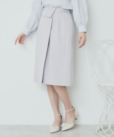 Aラインラップスカート【洗濯機洗い可/イージーアイロン/防シワ】