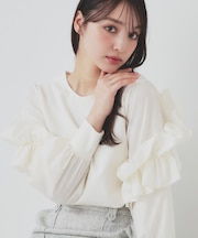 フリルスリーブドッキングトップス【洗濯機洗い可】