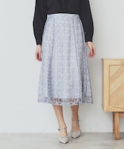 フラワーレース刺繍マーメイドスカート【洗濯機洗い可】
