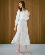 フラワーレース刺繍マーメイドスカート【洗濯機洗い可】