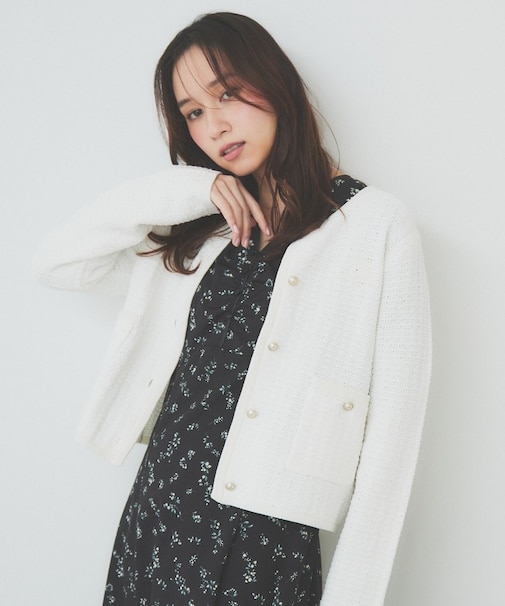 コットンカノコカーディガン【洗濯機洗い可】