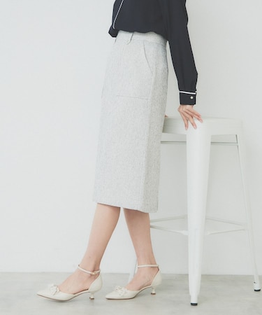サマーツイードタイトスカート【洗濯機洗い可/イージーアイロン】