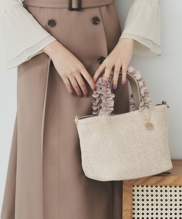 【2WAY】雑材フリル持ち手バッグ