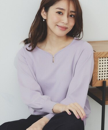 パーツ付きハートネックニットトップス【洗濯機洗い可】