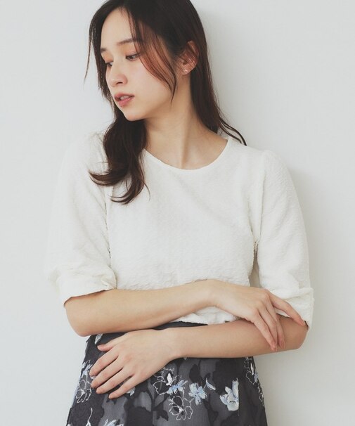 シボジャカードタックギャザートップス【洗濯機洗い可】