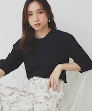 《7色展開/XS-LLサイズ》クルーネックデザインスリーブニット【洗濯機洗い可】