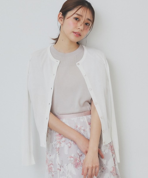 《7色展開/XS-LLサイズ》ビジューボタンニットカーディガン【洗濯機洗い可/抗ピル/接触冷感】