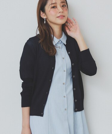 《7色展開/XS-LLサイズ》ビジューボタンニットカーディガン【洗濯機洗い可/抗ピル/接触冷感】