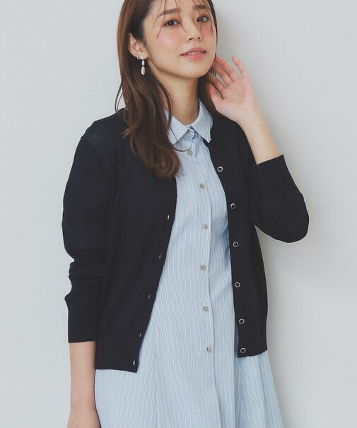 《7色展開/XS-LLサイズ》ビジューボタンニットカーディガン【洗濯機洗い可/抗ピル/接触冷感】