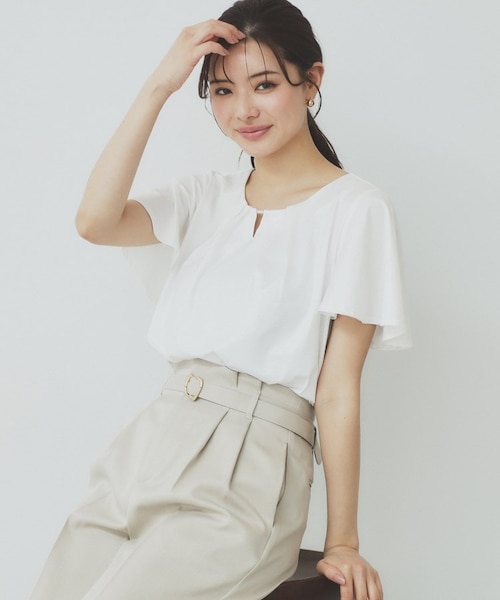 トップス aa.818 ビジュースリットフリルスリーブトップス【洗濯機洗い可