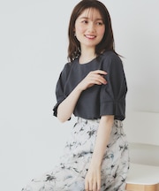 《8色展開/XS-LLサイズ》タックパフスリーブブラウス【洗濯機洗い可/吸水速乾/防シワ/抗ピル】
