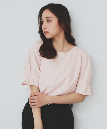 《8色展開/XS-LLサイズ》タックパフスリーブブラウス【洗濯機洗い可/吸水速乾/防シワ/抗ピル】