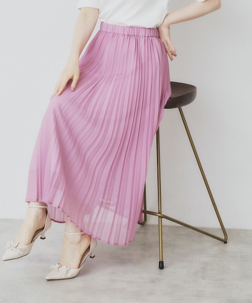 シアープリーツフレアスカート【洗濯機洗い可】