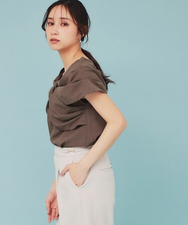 ビッグリボンショールブラウス【洗濯機洗い可/吸水速乾/防シワ/抗ピル/イージーアイロン】