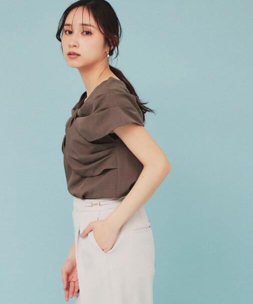 ビッグリボンショールブラウス【洗濯機洗い可/吸水速乾/防シワ/抗ピル/イージーアイロン】