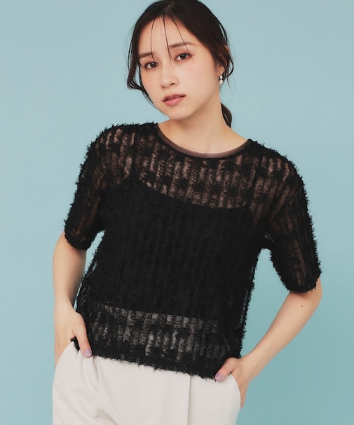 チュールフリンジシアートップス【洗える】