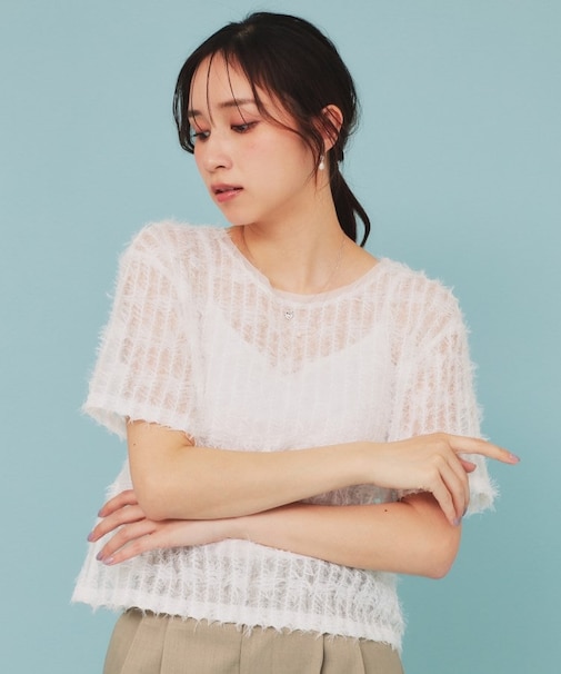 チュールフリンジシアートップス【洗える】