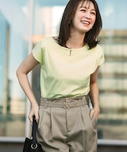 《6色展開/XS-3サイズ》キーネックビジュートップス【UV/接触冷感/洗濯機洗い可】