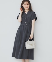 《7色展開/XS-LLサイズ》ダブルポケットスキッパーシャツワンピース【吸水速乾/防シワ/イージーアイロン/抗ピル/洗濯機洗い可】