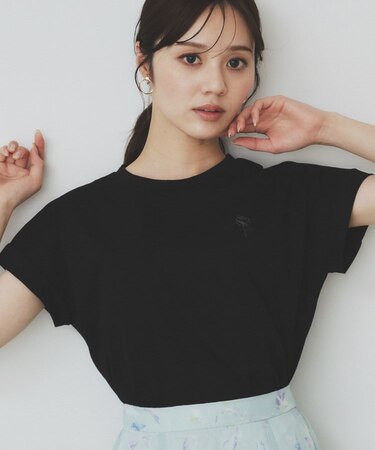 《6色展開/S-3Lサイズ》フラワー刺繍Tシャツ【汗ジミ防止/吸水速乾/接触冷感/UVケア/洗濯機洗い可】