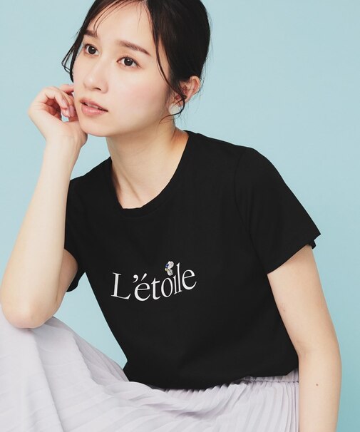 《美人百花掲載》ビジュー付きロゴTシャツ【接触冷感/UVケア/吸水速乾/汗ジミ防止/洗濯機洗い可】