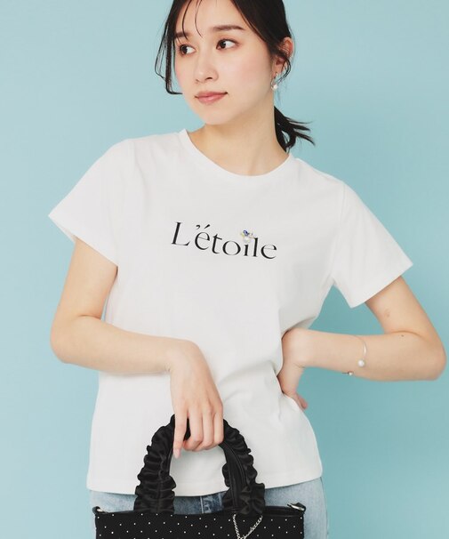 《美人百花掲載》ビジュー付きロゴTシャツ【接触冷感/UVケア/吸水速乾/汗ジミ防止/洗濯機洗い可】