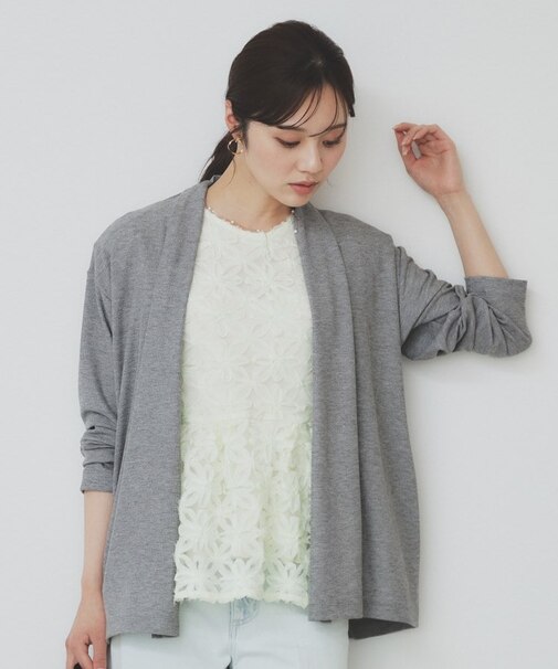 シアージャージミドル丈カーディガン【接触冷感/UVケア/洗濯機洗い可】