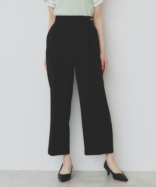 サイドビット付きストレッチワイドパンツ【洗濯機洗い可/吸水速乾/防シワ】