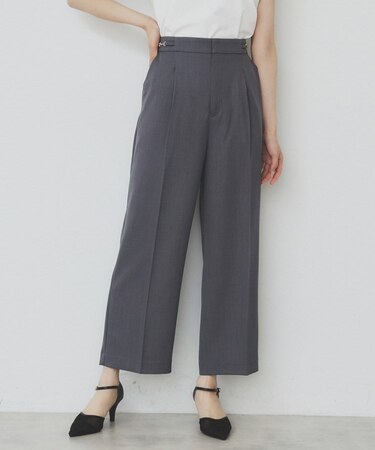 サイドビット付きストレッチワイドパンツ【洗濯機洗い可/吸水速乾/防シワ】