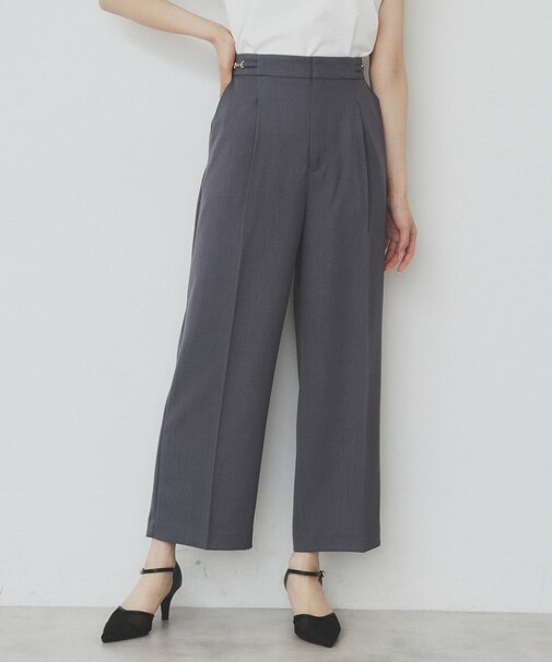 サイドビット付きストレッチワイドパンツ【洗濯機洗い可/吸水速乾/防シワ】