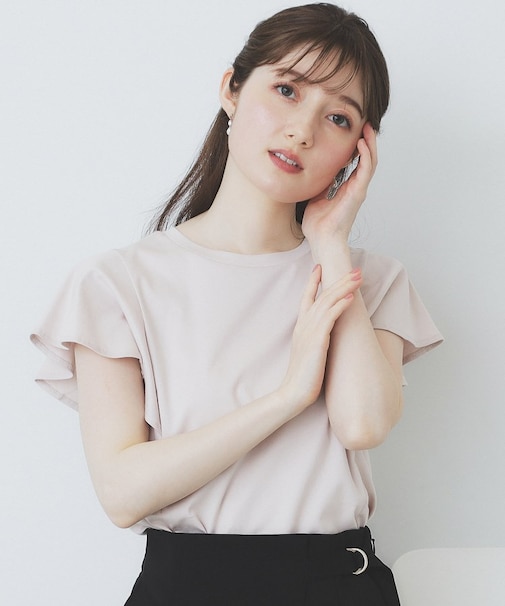 《美人百花掲載/XS-3Lサイズ》フレアスリーブバックシャントップス【接触冷感/UVケア/洗濯機洗い可】