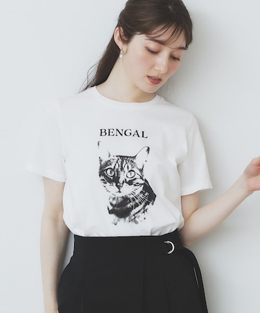 ねこプリントTシャツ【洗濯機洗い可】