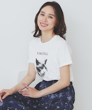ねこプリントTシャツ【洗濯機洗い可】