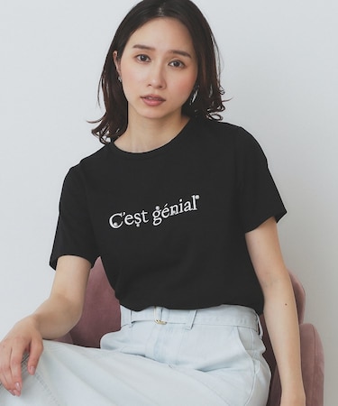 パール調刺繍ロゴTシャツ【汗ジミ防止/吸水速乾/接触冷感/UVケア/洗濯機洗い可】