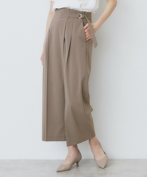 ラップストレートパンツ【接触冷感/抗ピル/洗濯機洗い可/イージーアイロン】