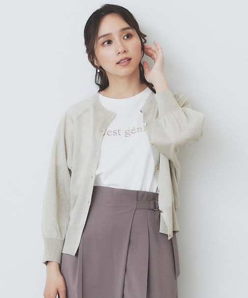 シアーラメドルマンショートカーディガン【洗濯機洗い可】